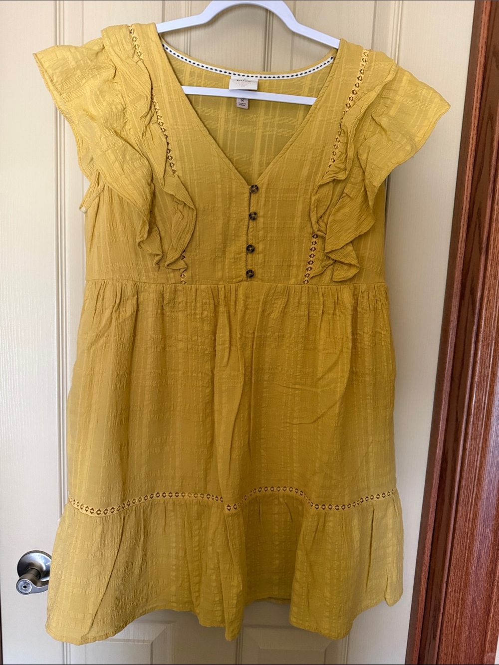 Knox Rose Mustard Yellow Ruffle Sleeve Dress